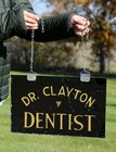 Antique Dentist Sign Glass Advertising Trade Sign Medical Dental Tooth Teeth Vtg