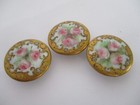 Victorian Porcelain Buttons Hand Painted Gold Gilding Floral Several Sizes