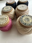 6 Vintage American Thread Company Clarks Coats    Wooden Spools Cotton Silkateen