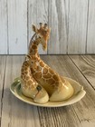 Franz Porcelain Giraffe Mother   Child Salt  Pepper And Plate Set Marked