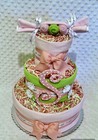 Girls Baby Diaper Cake Shower Gift Centerpiece Newborn Present  Mom To Be
