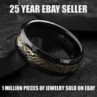 6 8mm Black Tungsten Carbide Men s Gold Plated Celtic Dragon Wedding Band Ring