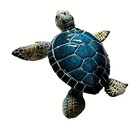 Sea Turtle Figurine 5  Long Textured Polystone Resin Blue Boxed Gift