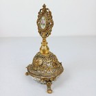 Vtg Perfume Bottle Gold Gilding Filigree Footed Ormolu With Glass Dauber   Cameo