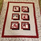 Hand-made Patchwork Quilt Lap Blanket 55  X 47  White Gray Red Christmas Deer