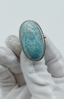 Vintage Sterling Silver Turquoise Hubbell Glass Ring