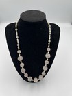 Lee Sands Rose Quartz Carved Rose Flower Gemstone Beaded Necklace 21    Signed
