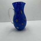 Authentic Murano Glass Pitcher Millefiori Blue Cobalt Voltolina 2018 Certified