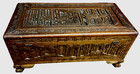 50w Chinese Hand Carved Bamboo Camphor Wood Hope Chest Blanket Trunk Grid Tray
