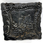 Antique French Cast Iron Plate Early 1900 s Low Relief Castle