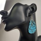 Native American Smokey Blue Kingman Turquoise Slab Earrings Sterling Silver