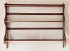 Mid 20th Century Large Cherry Wood Wall 3 Tier Display Shelf With Plate Rails