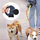 Dual Dog Leash Flashlight Retractable Reflective Lead 360 Swivel Double Walking