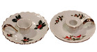 Pair Of Vintage Lefton China Tapered Candle Holders Porcelain Christmas D5 