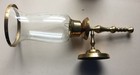 Vintage Pair Of Brass Single Arm Candle Wall Sconces W glass Shades And Rings