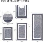 Bathroom Rug Set - 5 Piece With Lid Cover  U-shaped Contour Toilet Mat