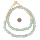 Dark Clear Aqua Recycled Glass Beads 11mm Ghana African Sea Glass Round Handmade
