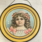 Antique Victorian Chimney Flue Cover Girl Child Portrait Period Clothing Mica