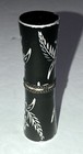 Vintage Revlon Hand Engraved 594 Black   Silver Lipstick Case Modern Leaf Floral