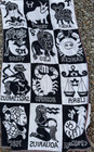 Vintage 70s Zodiac Astrology Beach Towel Mcm Royal Terry Black And White Rare 