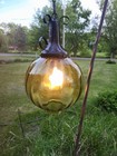 Vtg Glass Green Hanging Swag Lamp  long Chain   Cord  And Plug   Pre-owned 
