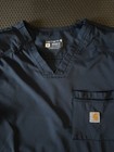 Carhartt Men   s Modern Fit Force Navy Blue Scrub Top And Bottoms  Small