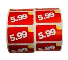 1 5 x1   5 99 Product Price Point Of Sale Red   Yellow Labels Stickers  2 Rolls