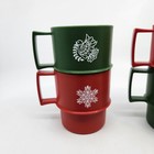 Tupperware Christmas Coffee Mugs Stacking Set Of 4 Cups   Coasters Red Green