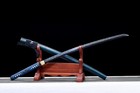 Folded Blue Sharp Japanese Samurai Sword Katana Damascus Steel Full Tang Battle