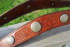 Fancy Hand Tooled Roses Shaped Leather Breast Collar Silver Conchos-horse Size