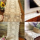 Vintage Cotton Handmade Crochet Lace Table Runner Doilies Dresser Scarf Floral