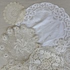 Vintage Doilies Lot Of 13 Fine Crochet Variety Cotton White Beige Small Large