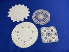 Lot Of Four Vintage Doilies  Some Damage  Cotton  Linen  White  Off White