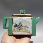 Chinese Old Yixing Clay Teapot Hand Painted Landscape Purple Sand Teapot 320cc