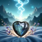 Natural Blue Moonstone Heart Crystal heart Shape Polished Crystal Stone Palm    