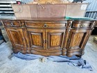 Hand Carved Solid Wood Dressed  Dinning Table With Chairs  And A China Cabinet
