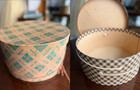 2 Vintage Round Hat Boxes Plaid Gingham H p  Wasson   Co Indianapolis