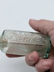 Antique Doct  Marshall   s Snuff Bottle     Embossed Aqua Glass 