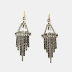 Art Deco Style Lab Created Diamond   Sapphire Dangle Earrings 14k White Gold Fn