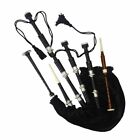 Scottish Highland Black Rosewood Bagpipe Silver Mounts With Bag   Tutor Book