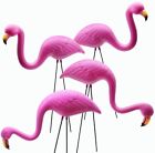 4 Pack Plastic Pink Flamingo Yard Outdoor Lawn Garden Decor Art Ornament Statue