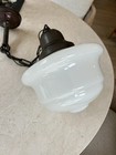 Antique Art Deco Light Fixture Ceiling Mount Excellent Chrome Vintage Milk Glass