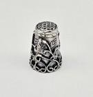 Vintage Sterling Silver Ornate Swirl Leaves Vine Flowers Antique Thimble - 5 2g