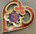British English Antique Old Ww1 Large Enamel Badge Heart Pin Read