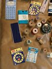 Vintage 1940s Harvey Sewing Basket Wicker   Wood Barrington Blue Full Sewing
