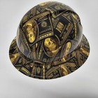 Full Brim Hard Hat Custom Hydro Dipped In Big Money Goldbacks Gettin The Bag New