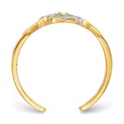 10k Yellow Gold With Rhodium Round Diamond Heart Adjustable Toe Ring