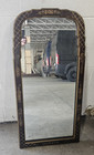 Baker Style Red Lacquered With Gold Accents Chinoiserie Looking Glass Mirror
