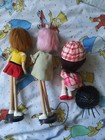 Vtg Dream Doll Lot 1960s Big Eye Stockinette Pose Japan Sitter W Chair Pink Hair