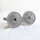 Norway Coin Cuff Links - Repurposed Vintage 1940s 10 Ore Norge Silver Tone Coins